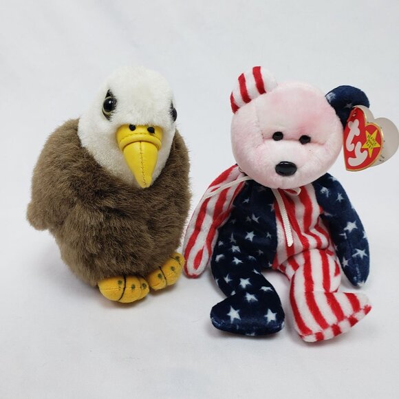 ty Beanie Baby 9" Spangle the Bear & Freedom the Eagle Patriot NEW WITH TAGS!!! - Picture 1 of 5